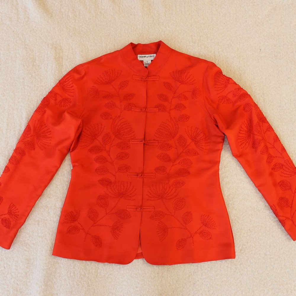 Bloomingdale's Red Silk Asian Style Evening Jacket